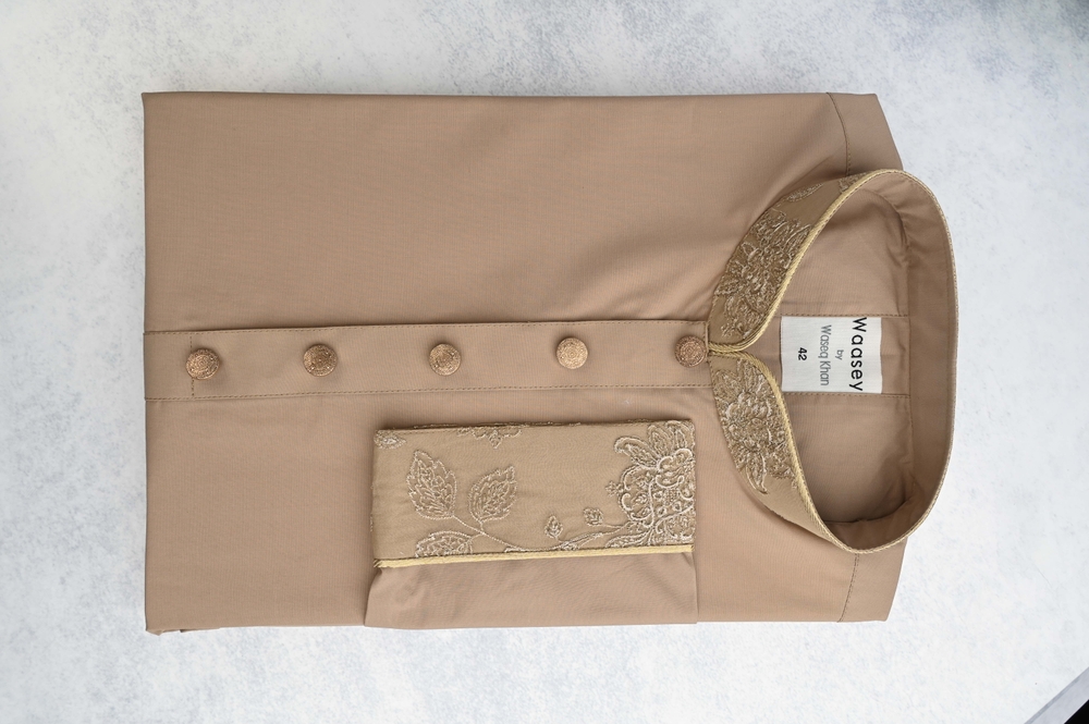 Beige Panjabi with Subtle Embroidery